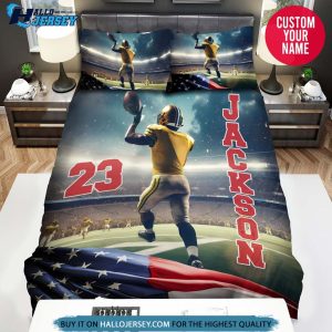 Personalized Football Player On Field Bedding Set