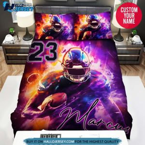 Personalized Football Player Purple Light Bedding Set