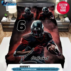 Personalized Football Player Red Smoke Bedding Set