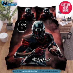 Personalized Football Player Red Smoke Bedding Set