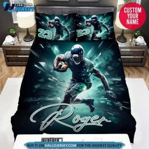 Personalized Football Player Run Bedding Set