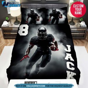 Personalized Football Player Run Smoke Bedding Set