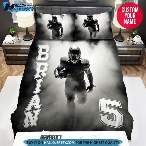 Personalized Football Player Smoke Bedding Set