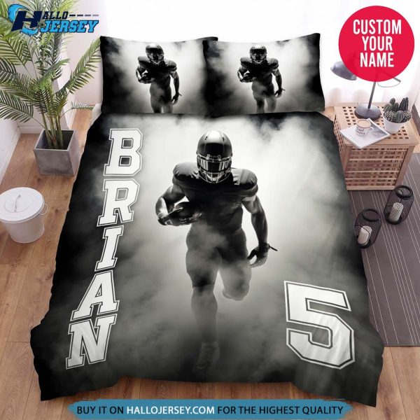 Personalized Football Player Smoke Bedding Set