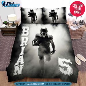 Personalized Football Player Smoke Bedding Set 3