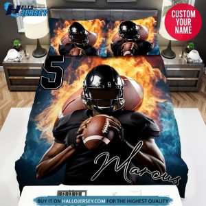 Personalized Football Player With Fireball Bedding Set