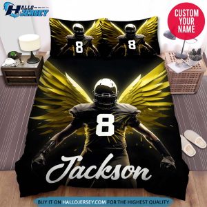 Personalized Football Player With Wings Bedding Set 3