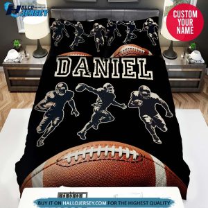 Personalized Football Players Dark Background Bedding Set