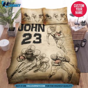 Personalized Football Players Vintage Bedding Set