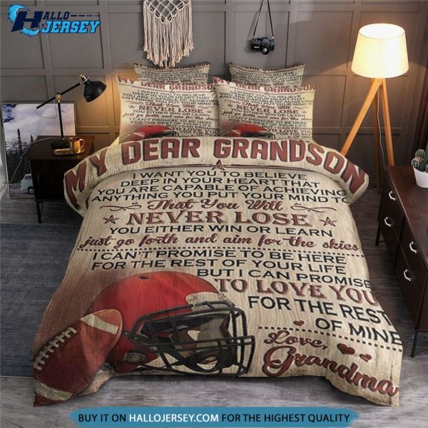 Personalized Football To My Grandson From Grandma Bedding Set