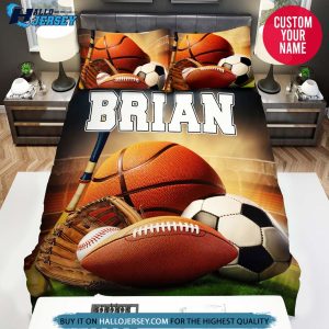 Personalized Soccer Baseball Football Basketball Balls Bed Set