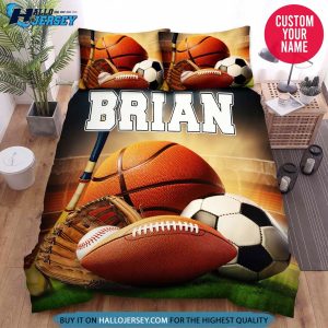 Personalized Soccer Baseball Football Basketball Balls Bed Set