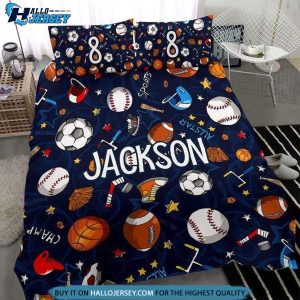 Personalized Sport Pattern Black Balls Cotton Bed Set