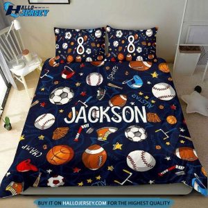 Personalized Sport Pattern Black Balls Cotton Bed Set