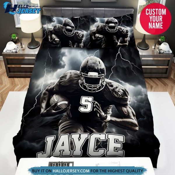 Personalized Thunder Football Player Bedding Set