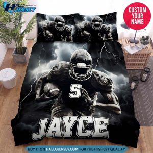 Personalized Thunder Football Player Bedding Set