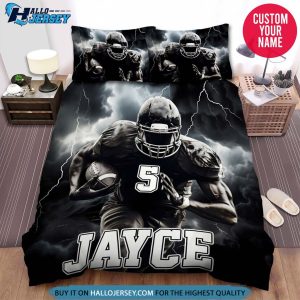 Personalized Thunder Football Player Bedding Set 3