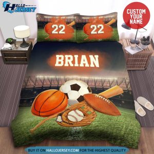 Personalized Vintage All Sports Soccer Baseball Football Basketball Bedding Set