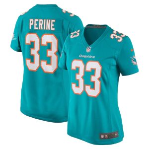 Womens Miami Dolphins Lamical Perine Home Game Player Jersey Aqua