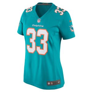 Womens Miami Dolphins Lamical Perine Home Game Player Jersey Aqua