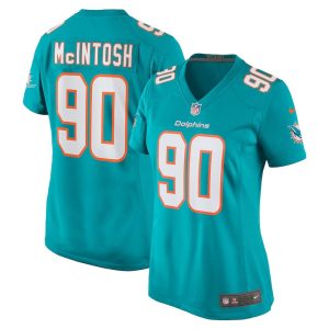 Womens Miami Dolphins RJ McIntosh Home Game Player Jersey Aqua