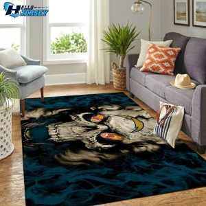 Los Angeles Chargers Team Logo Skull Style Rug