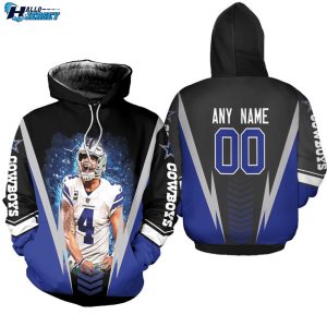 Dallas Cowboys Dak Prescott Black Jersey Style Cowboys Fans Hoodie