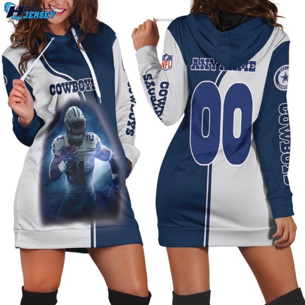 Dallas Cowboys Ezekiel Elliott Dark Blue Jersey Style Hoodie Dress