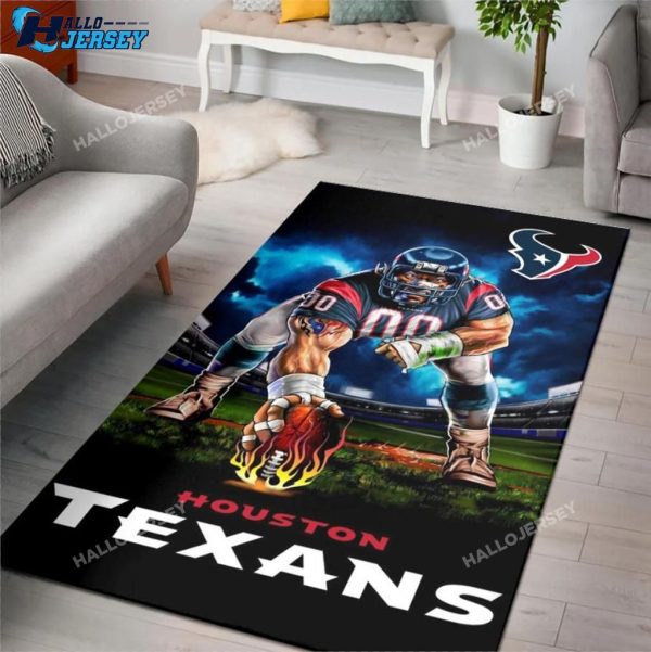 Houston Texans Ferocious Football For Rectangle Rug