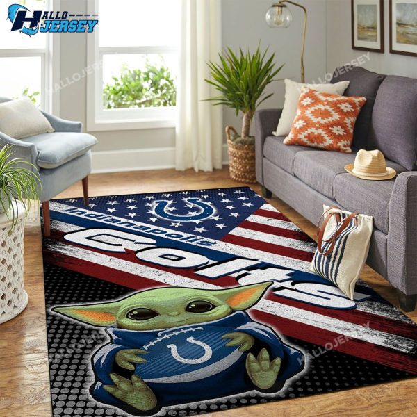 Indianapolis Colts Team Logo Baby Yoda Us Decor Area Rug