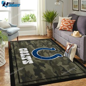 Indianapolis Colts Team Logo Camo Style Rectangle Rug Decor Area Rug