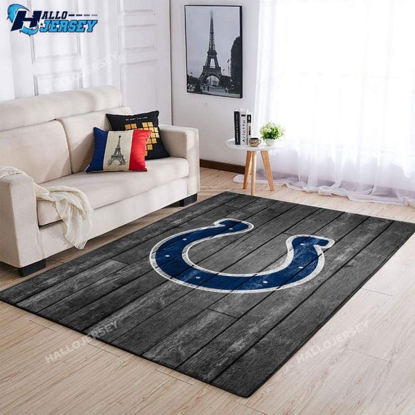 Indianapolis Colts Team Logo Grey Wooden Style Rug