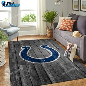 Indianapolis Colts Team Logo Grey Wooden Style Rug