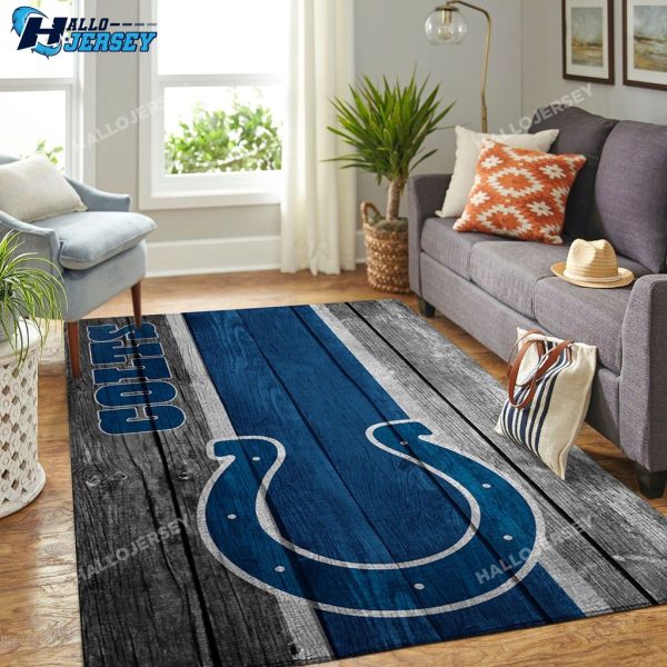 Indianapolis Colts Team Logo Wooden Style Nice Gift  Area Rug