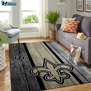 New Orleans Saints Team Logo Wooden Style Rug