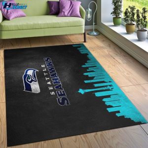 Seattle Seahawks Skyline Team Logo Family Gift US Decor Indoor Rug