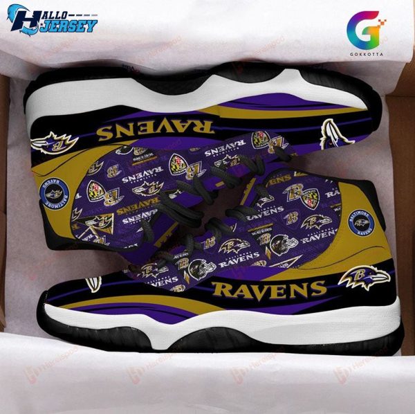 Baltimore Ravens Air Jordan 11 Nfl Gift Football Team Sneakers