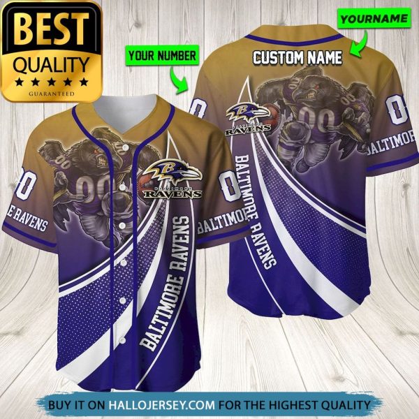 Baltimore Ravens Mascot Personalized Baseball Jersey