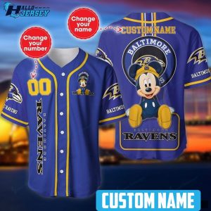 Baltimore Ravens Mickey Mouse Gifts Personalized Baseball Jersey Shirt