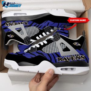 Baltimore Ravens Personalized Air Jordan 4 Sneakers 1