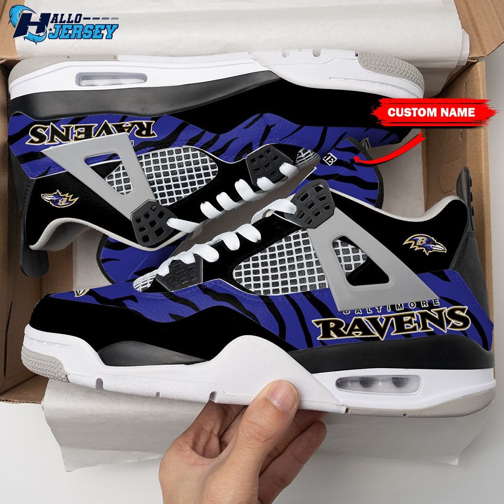 Baltimore Ravens Personalized Air Jordan 4 Sneakers