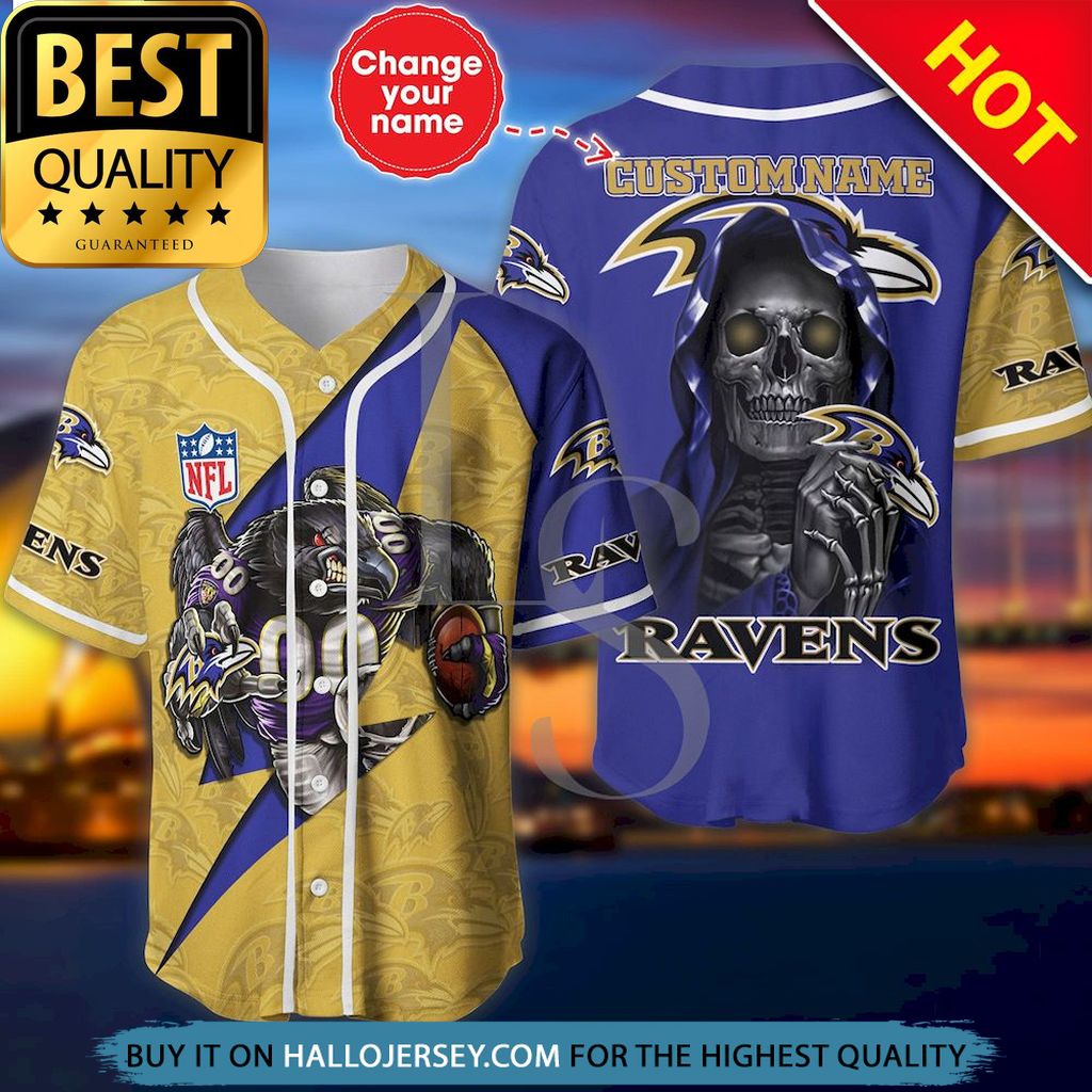 Baltimore Ravens The Reaper Custom Name Baseball Jersey