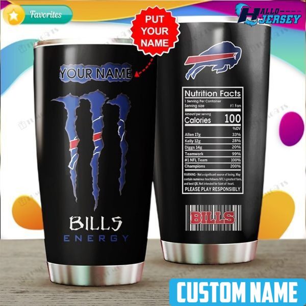 Buffalo Bills Energy Nutrition Facts Custom Stainless Steel Tumbler