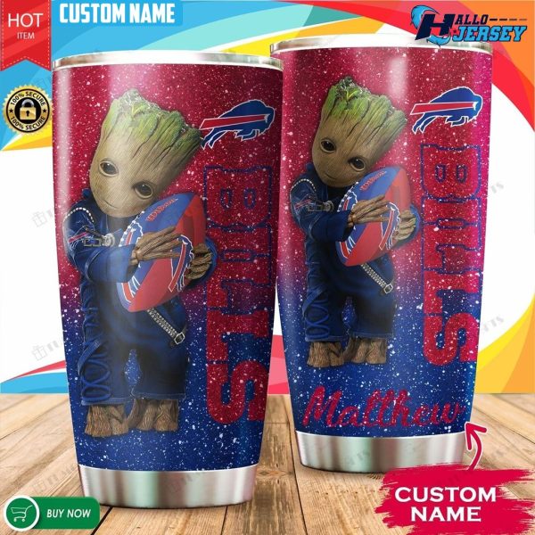 Buffalo Bills Personalized Baby Groot Hug Custom Stainless Steel Tumbler