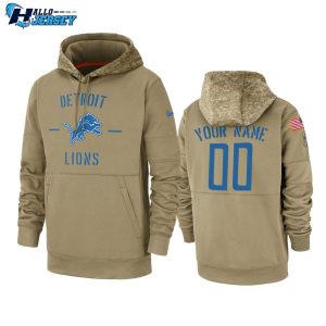 Detroit Lions Custom Tan 2019 Salute To Service Sideline Therma Hoodie
