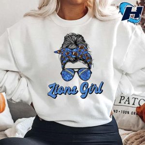 Detroit Lions Girl Messy Bun Sweatshirt