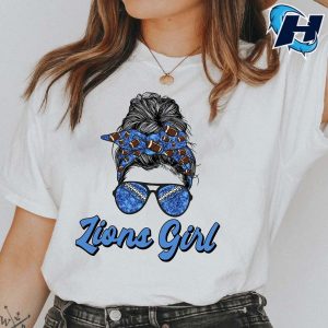 Detroit Lions Girl Messy Bun T Shirt