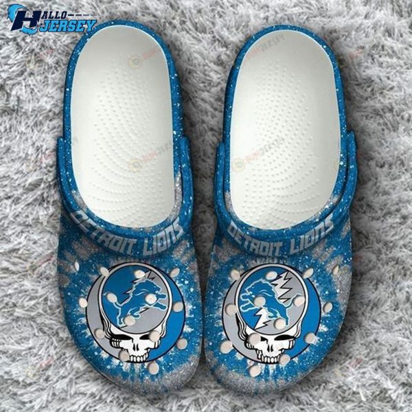Detroit Lions Grateful Dead Crocs Classic Clogs Shoes In Blue