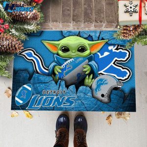 Detroit Lions Indoor Outdoor Baby Yoda Nfl Doormat