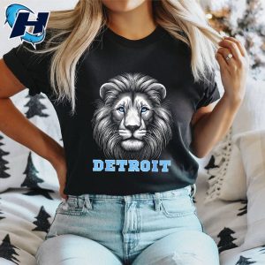 Detroit Lions Tee Shirts Head Of Lion With Blue Eyes Shirt 1